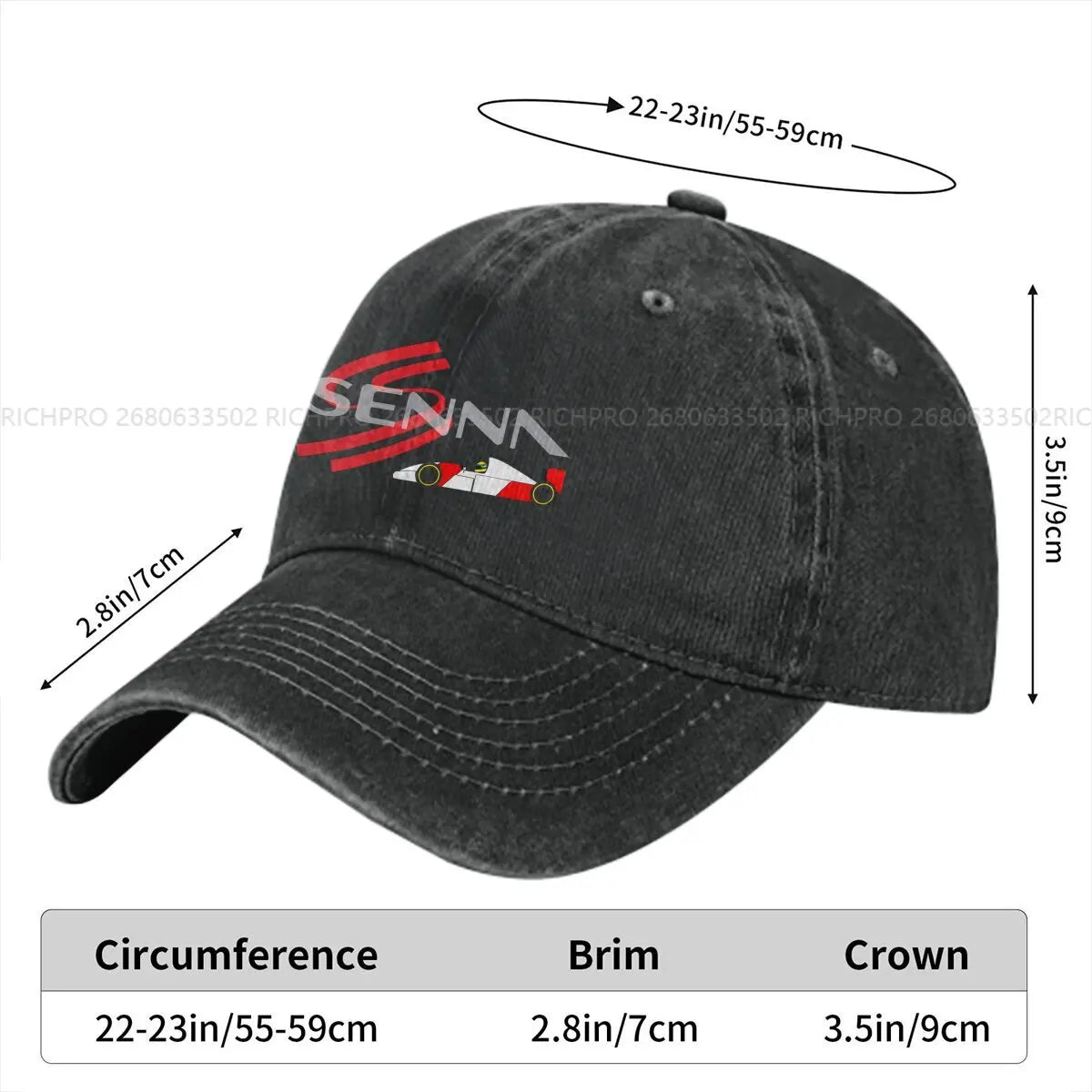 Pure Color Dad Hats Cool Women's Hat Sun Visor Baseball Caps F1 AYRTON SENNA Peaked Cap