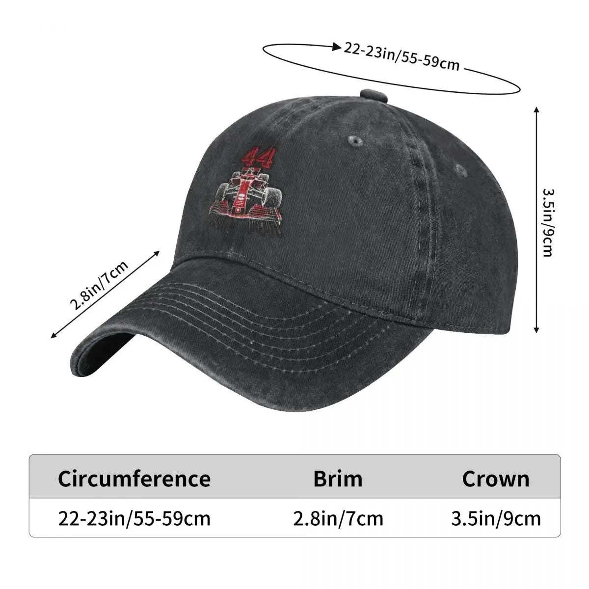 Red 44 Men Pure Color Baseball Hats F1 Sun Visor Caps Peaked Cap