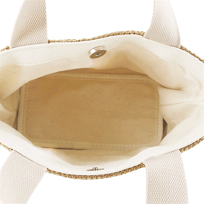 Bolso bandolera de paja para playa, estilo bohemio, de ratán tejido, hecho a mano, para mujer