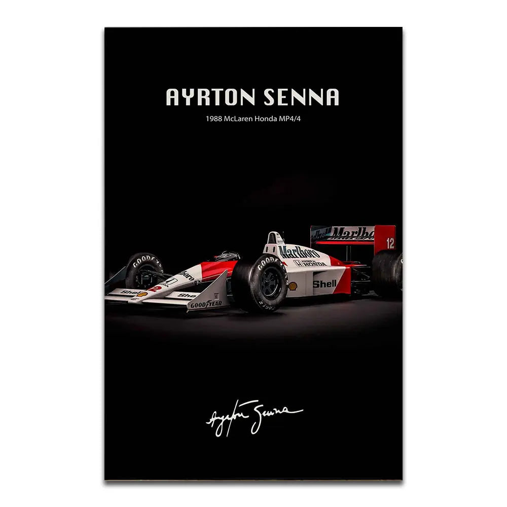 Ayrton Senna Poster Print MP4/8 Canvas Painting Monaco GP Car Wall Art Pictures For Living Room Home Decoration Frameless