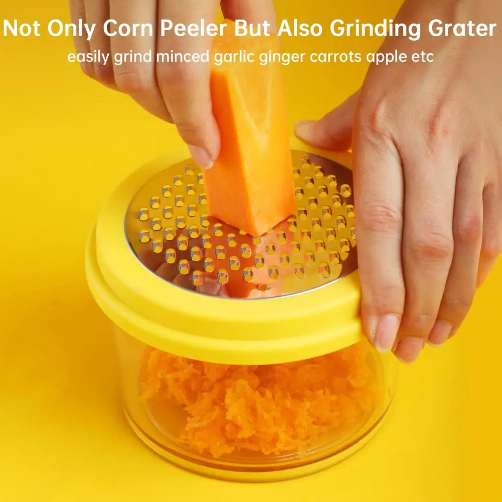 Camping Corn Gadget Corn Grinder Stainless Steel Corn Peeler with Cup Grater Ginger Stripper Tool Multi-functional Cob for Easy