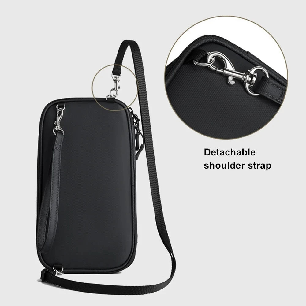 Funda para pasaporte de viaje, billetera con bloqueo RFID, porta pasaporte familiar, impermeable, bandolera de un solo hombro, bolso de mano