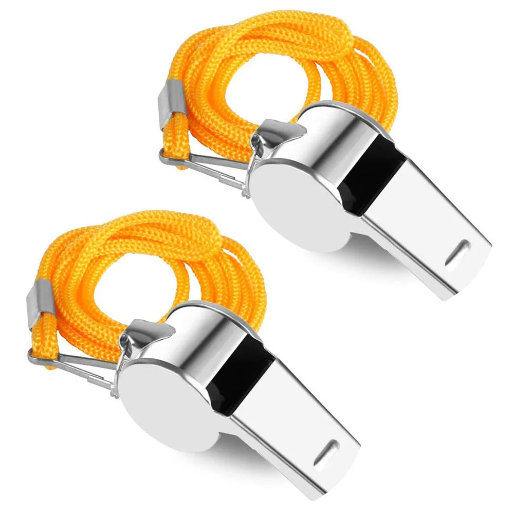 Silbato de metal con cuerda para árbitro de fútbol profesional, silbato extra fuerte para fútbol, baloncesto, entrenamiento deportivo, supervivencia al aire libre.