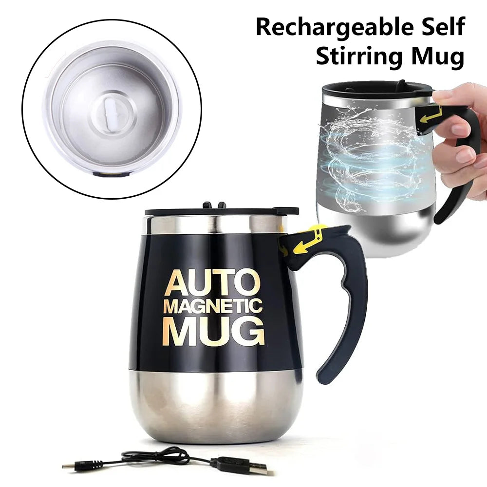 400ML Stainless Steel Automatic Self Stirring Cup Magnetic Coffee Mug Electric Mixing Cup Milk Protein Powder Mixer Blender