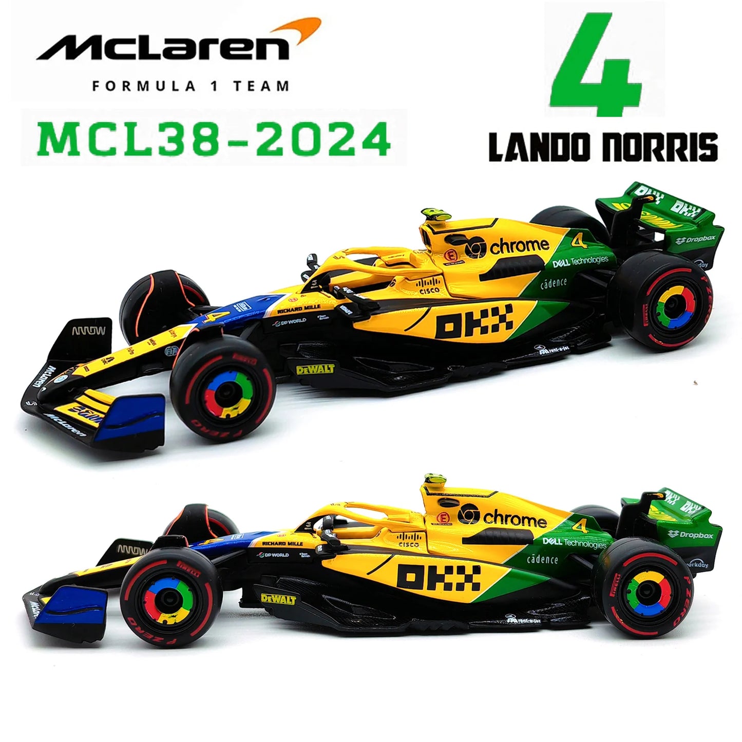 Bburago 1:43 2024 F1 Mclaren Mcl38 Monaco Grand Prix F1 Alloy Miniature Diecast Model #4 #81 Lando Norris F1 Car Toys Gift