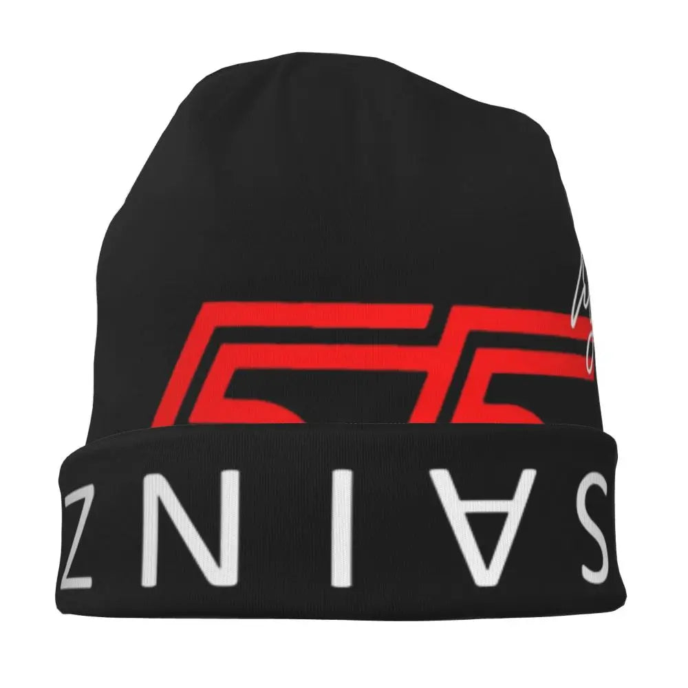 Carlos Sainz Jr F1 Signature Graphic - Dark Warm Knitted Cap Fashion Bonnet Hat Autumn Winter Beanies Hats for Unisex Adult