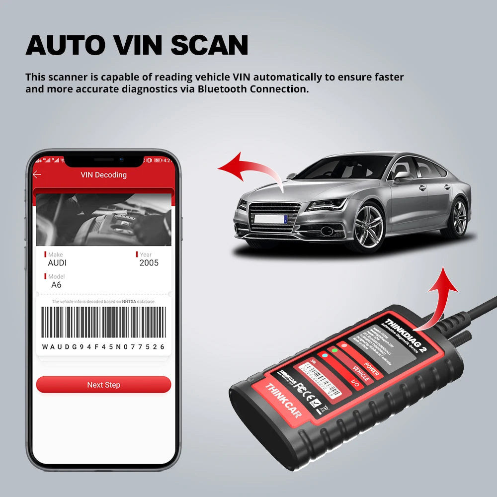 Escáner THINKCAR Thinkdiag 2 OBD2 compatible con protocolos CAN FD, compatible con marcas de vehículos GM, software completo gratuito, 16 funciones de reinicio, código ECU