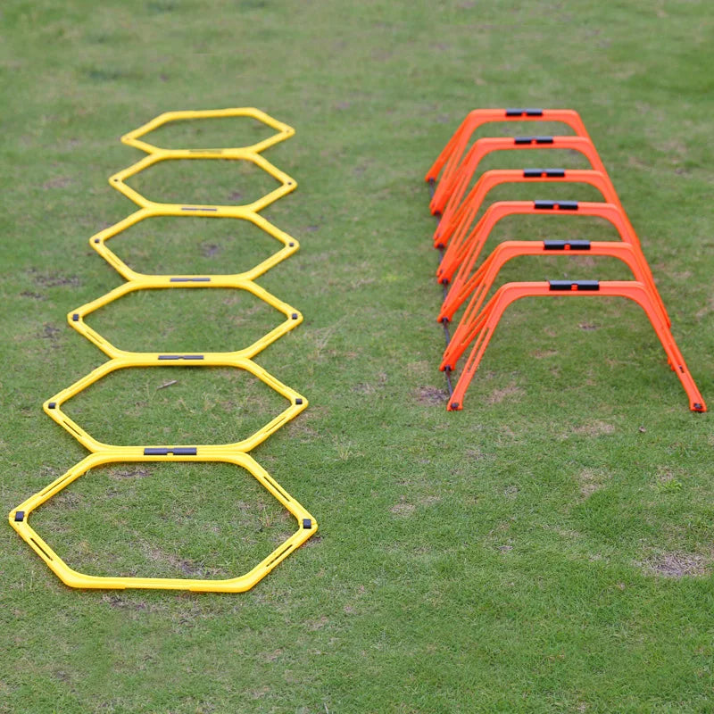 6 anillos de entrenamiento de agilidad para fútbol, equipo de fútbol, escalera hexagonal plegable para juego de pies, suministros múltiples, vallas hexagonales