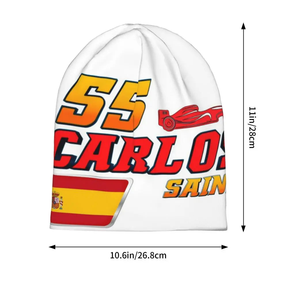 Carlos Sainz Jr F1 Signature Graphic - Dark Warm Knitted Cap Fashion Bonnet Hat Autumn Winter Beanies Hats for Unisex Adult