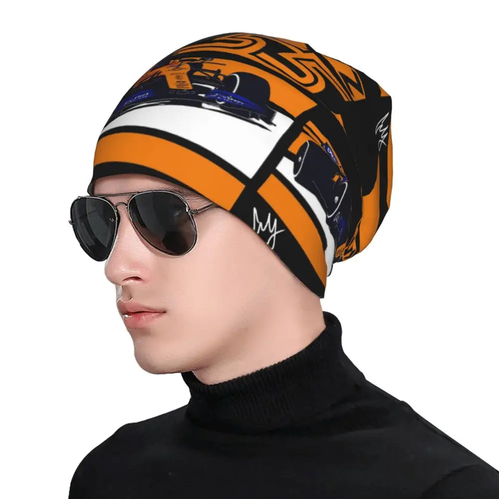 Carlos Sainz Jr F1 Signature Graphic - Dark Warm Knitted Cap Fashion Bonnet Hat Autumn Winter Beanies Hats for Unisex Adult
