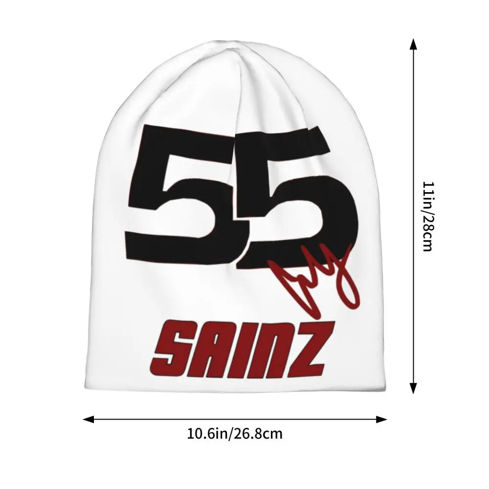 Carlos Sainz Jr F1 Signature Graphic - Dark Warm Knitted Cap Fashion Bonnet Hat Autumn Winter Beanies Hats for Unisex Adult