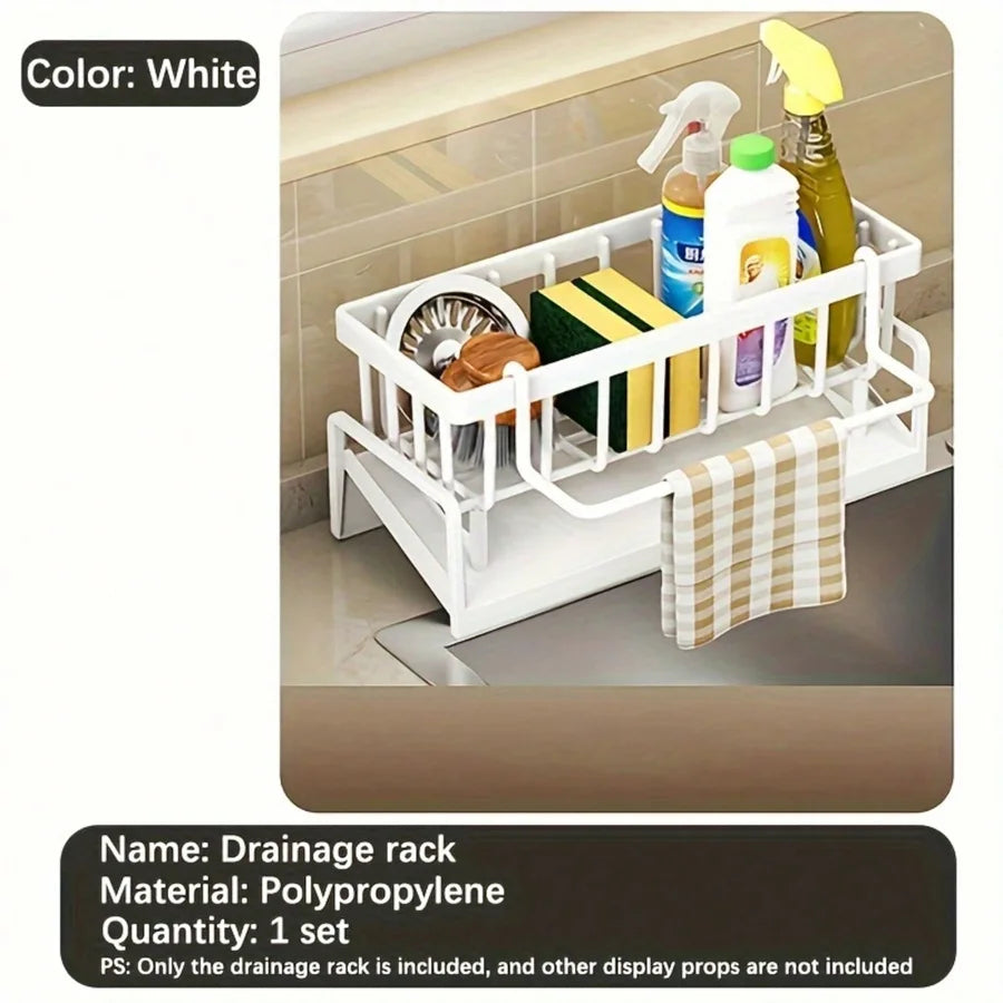 1set Plastic Dish Cloth & Sponge Holder, Household Faucet Sponge Drain Rack With Dishcloth Holder, Multifunctional Durable Clean