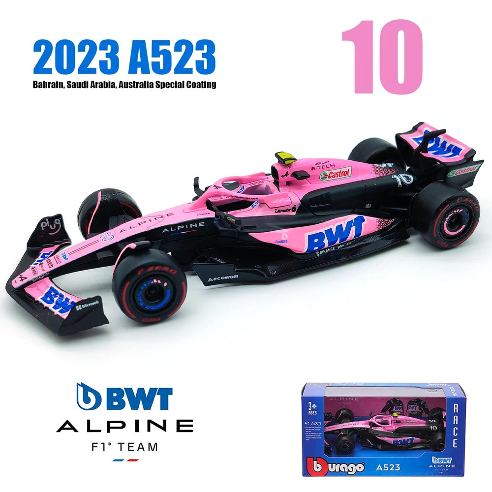 Bburago 1:43 Alpine F1 Team A523 2023 #10 Pierre Gasly #31 Esteban Ocon Alloy Car Die Cast Model Toy Collectible competition