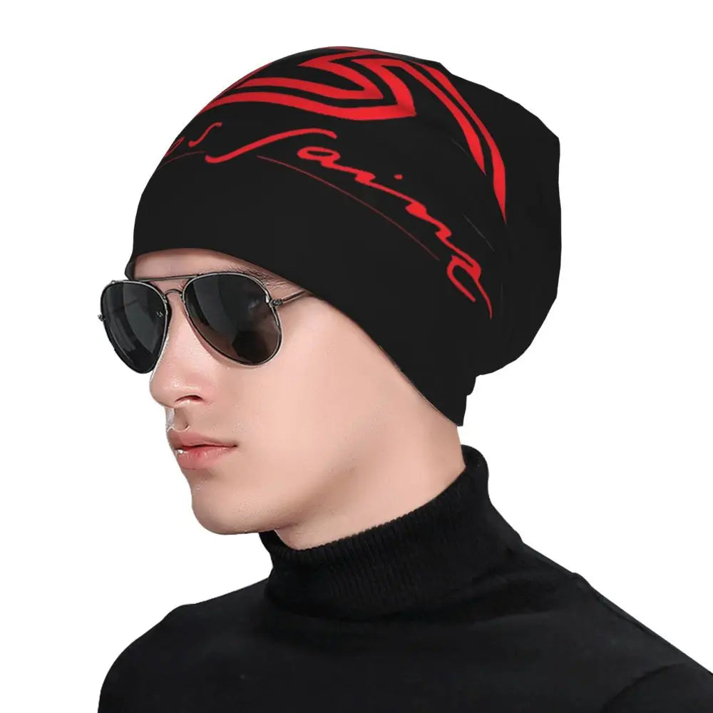 Carlos Sainz Jr F1 Signature Graphic - Dark Warm Knitted Cap Fashion Bonnet Hat Autumn Winter Beanies Hats for Unisex Adult
