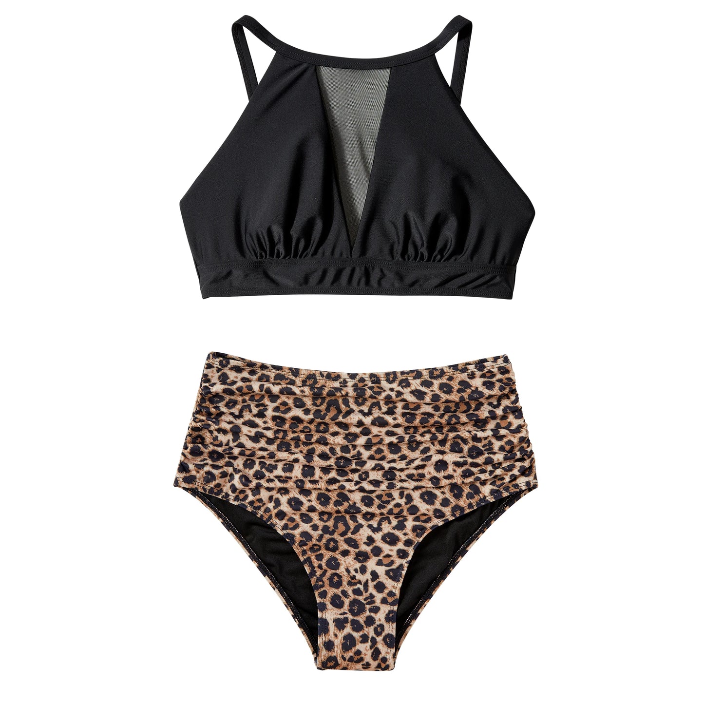 Print High-Waist Bikini Sets Swimsuit Women Sexy Lace Up Hollow Out Two Pieces Swimwear 2024 New Beach Bathing Suits Women