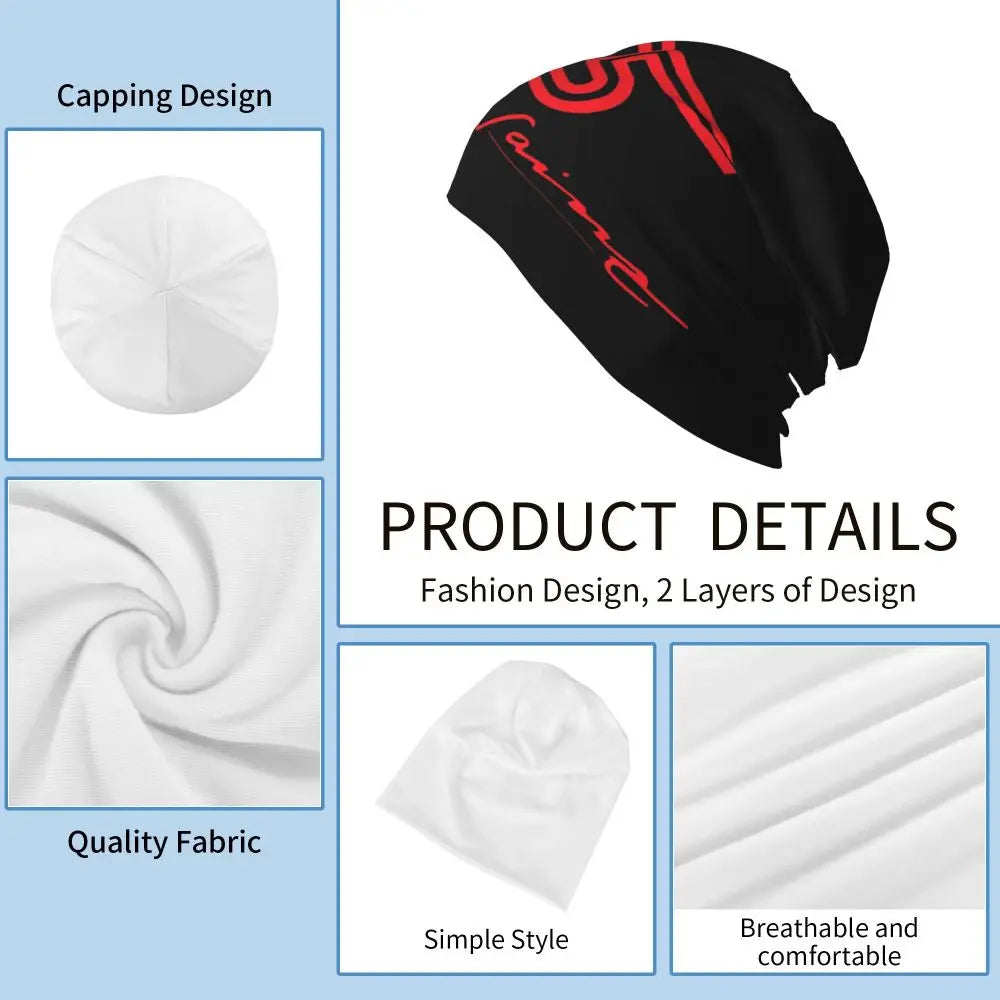 Carlos Sainz Jr F1 Signature Graphic - Dark Warm Knitted Cap Fashion Bonnet Hat Autumn Winter Beanies Hats for Unisex Adult