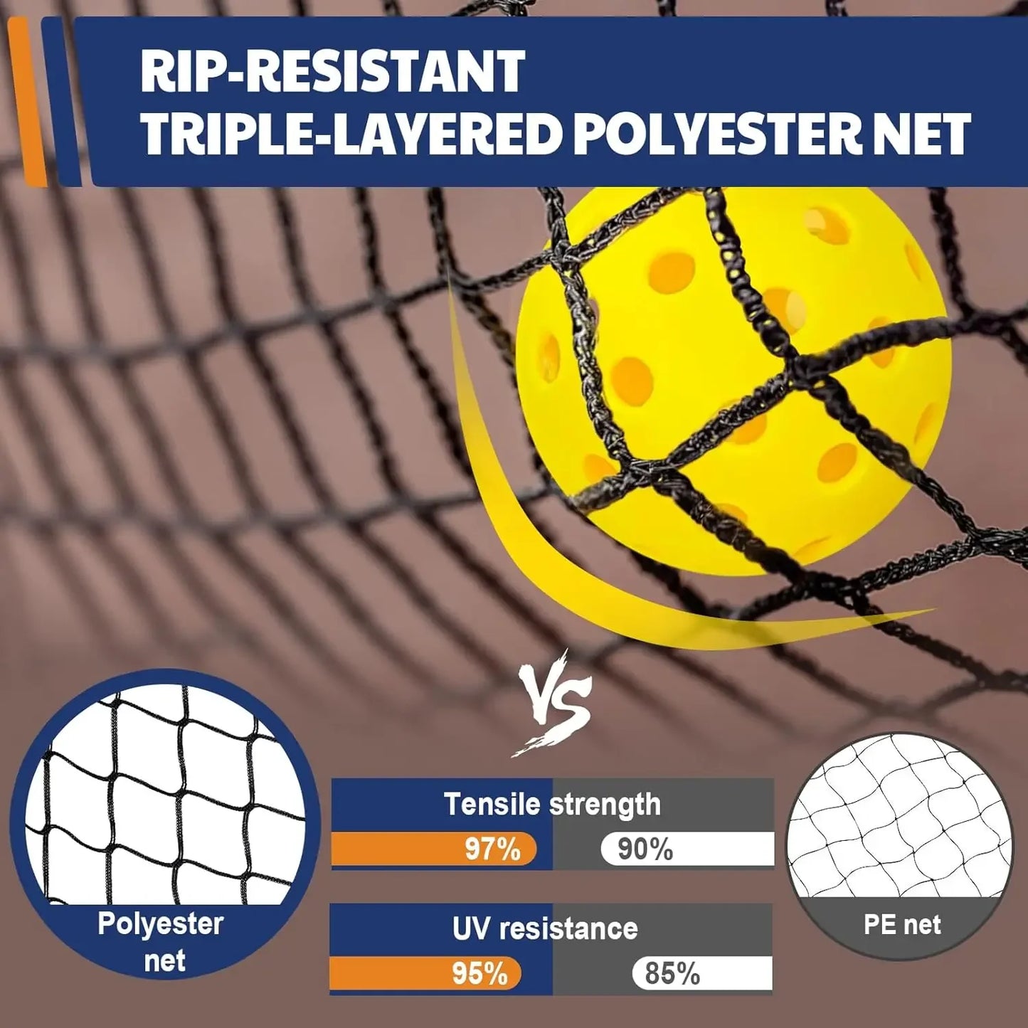 Portable Pickleball Net with Unique Ball Holder, IPF Standard 22FT, Steady Metal Frame, Easy Setup, Suitable for Backyards
