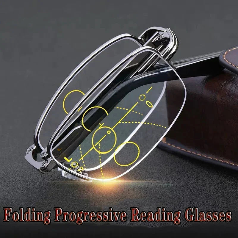 Gafas de lectura fotocromáticas progresivas plegables para hombre y mujer, antiluz azul, multifocales, para presbicia, con dioptrías de +1.0 a +4.0