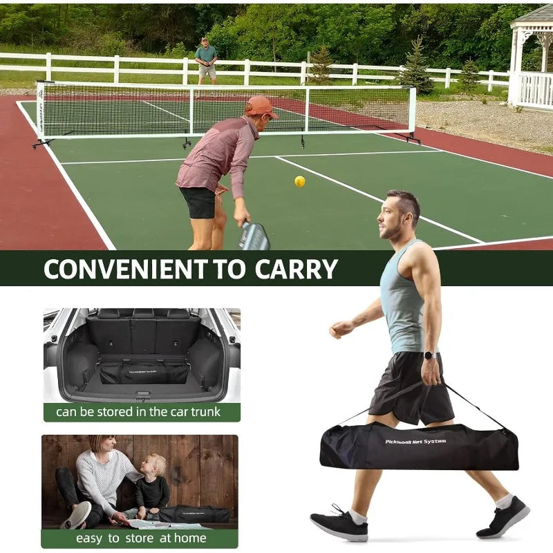 Badminton Pickleball Net System with Universal Casters, Removable Stable Metal Frame, Strong Nylon Net and Carrying Bag