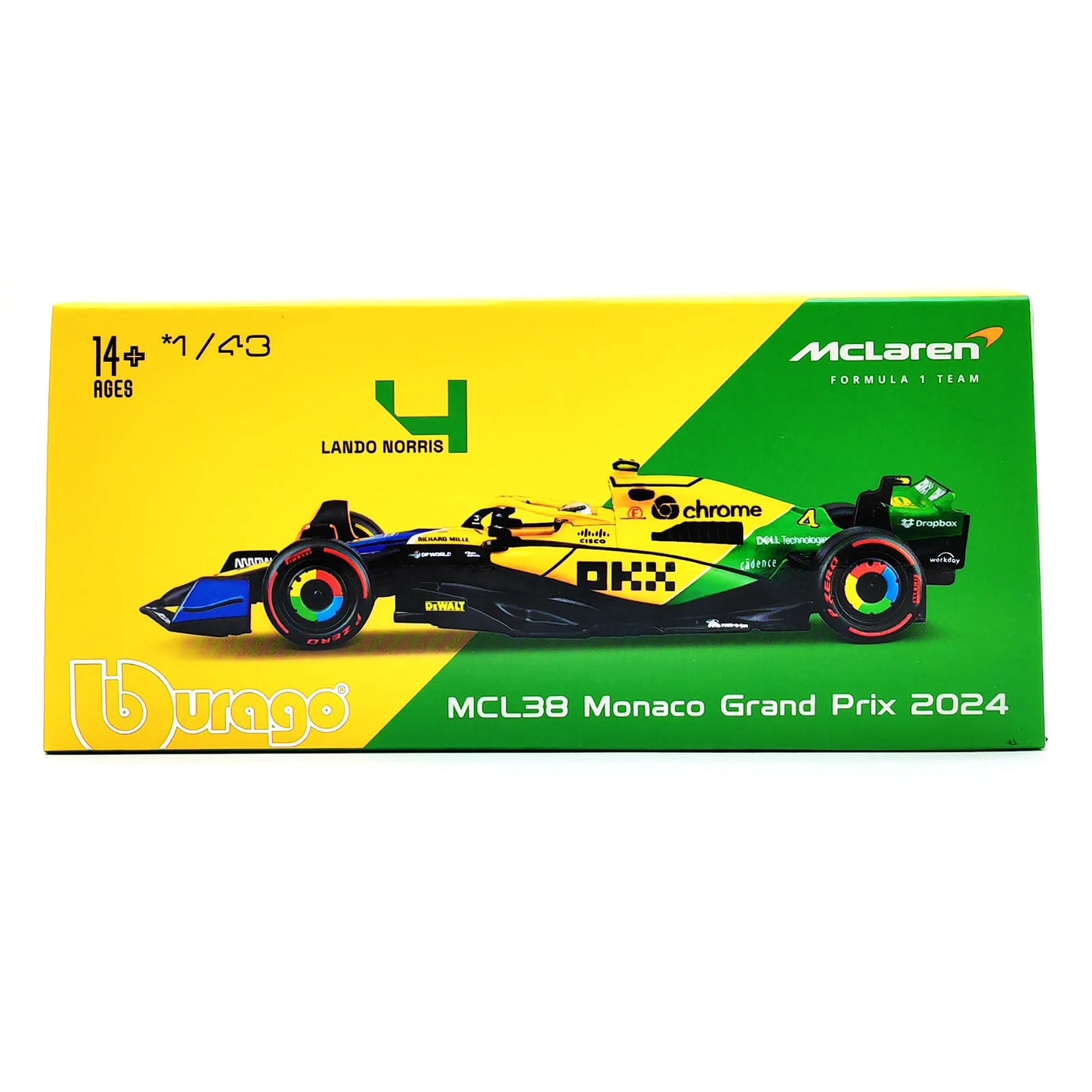 Bburago 1:43 2024 F1 SF24 W15 Mclaren MCL38 Monaco Grand Prix Alloy Car Diecast Model #4 Lando Norris #81 Oscar Piastri