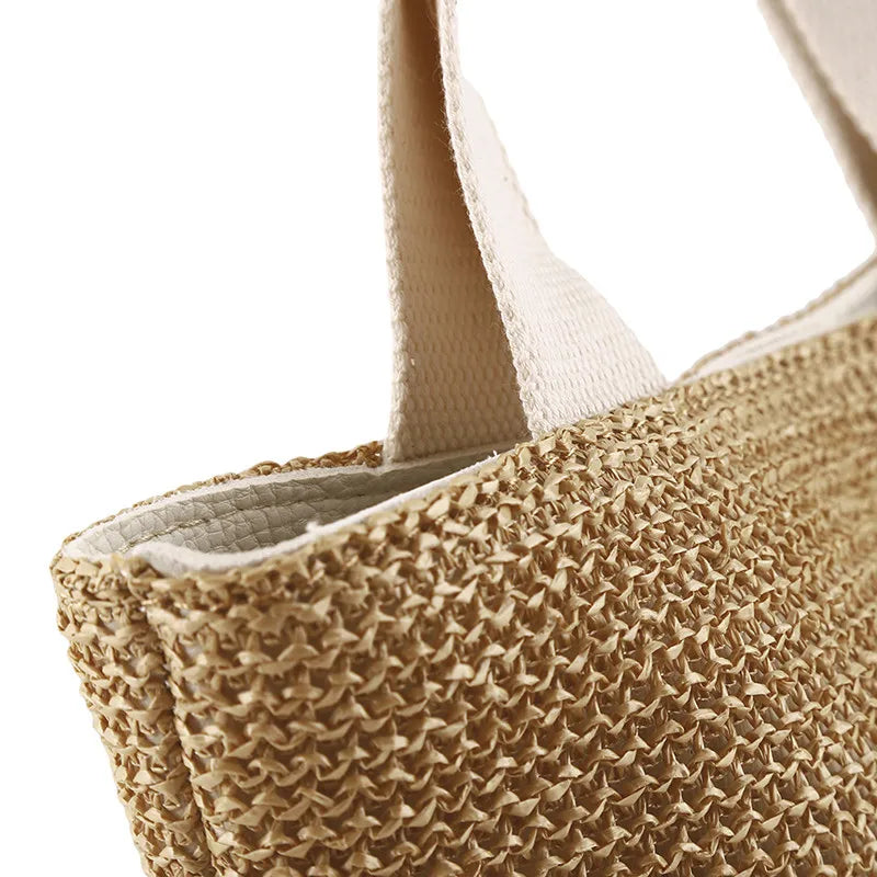 Bolso bandolera de paja para playa, estilo bohemio, de ratán tejido, hecho a mano, para mujer