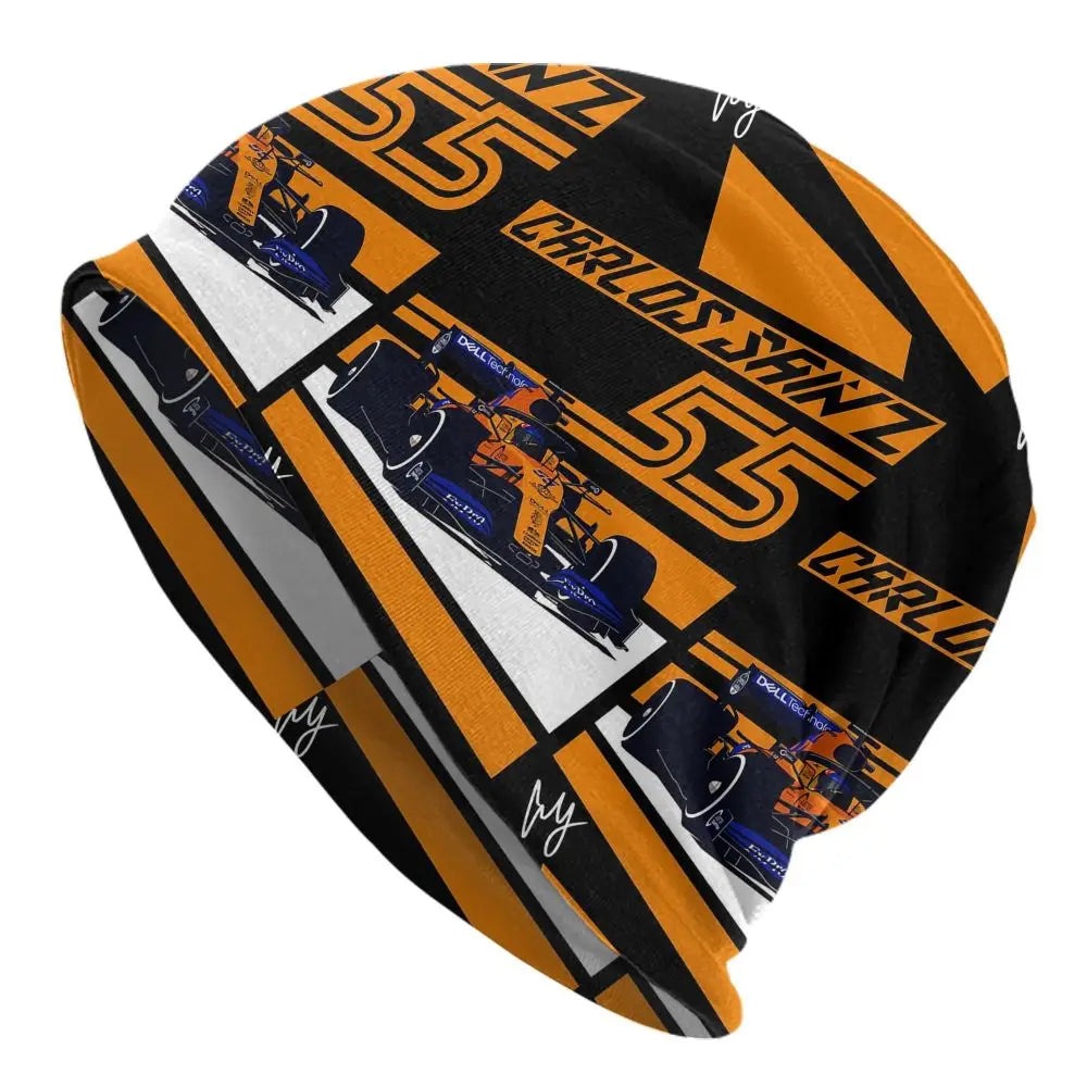 Carlos Sainz Jr F1 Signature Graphic - Dark Warm Knitted Cap Fashion Bonnet Hat Autumn Winter Beanies Hats for Unisex Adult