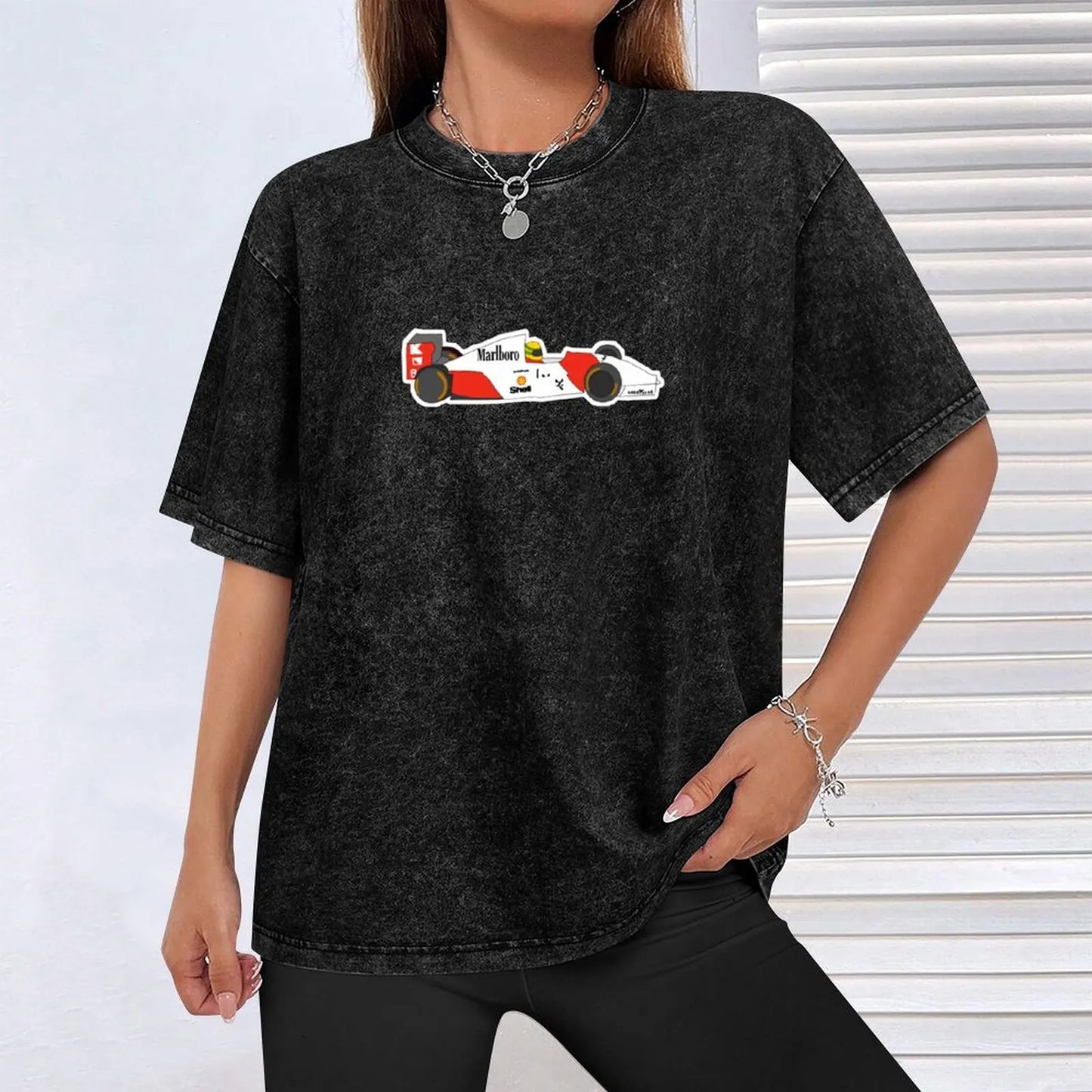 Senna with MP4/4 T-Shirt new gifts and t-shirts Blouse shirts graphic tee men