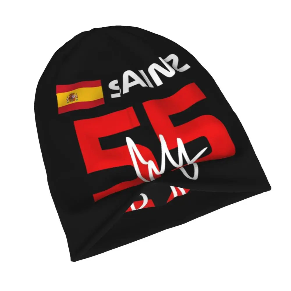 Carlos Sainz Jr F1 Signature Graphic - Dark Warm Knitted Cap Fashion Bonnet Hat Autumn Winter Beanies Hats for Unisex Adult