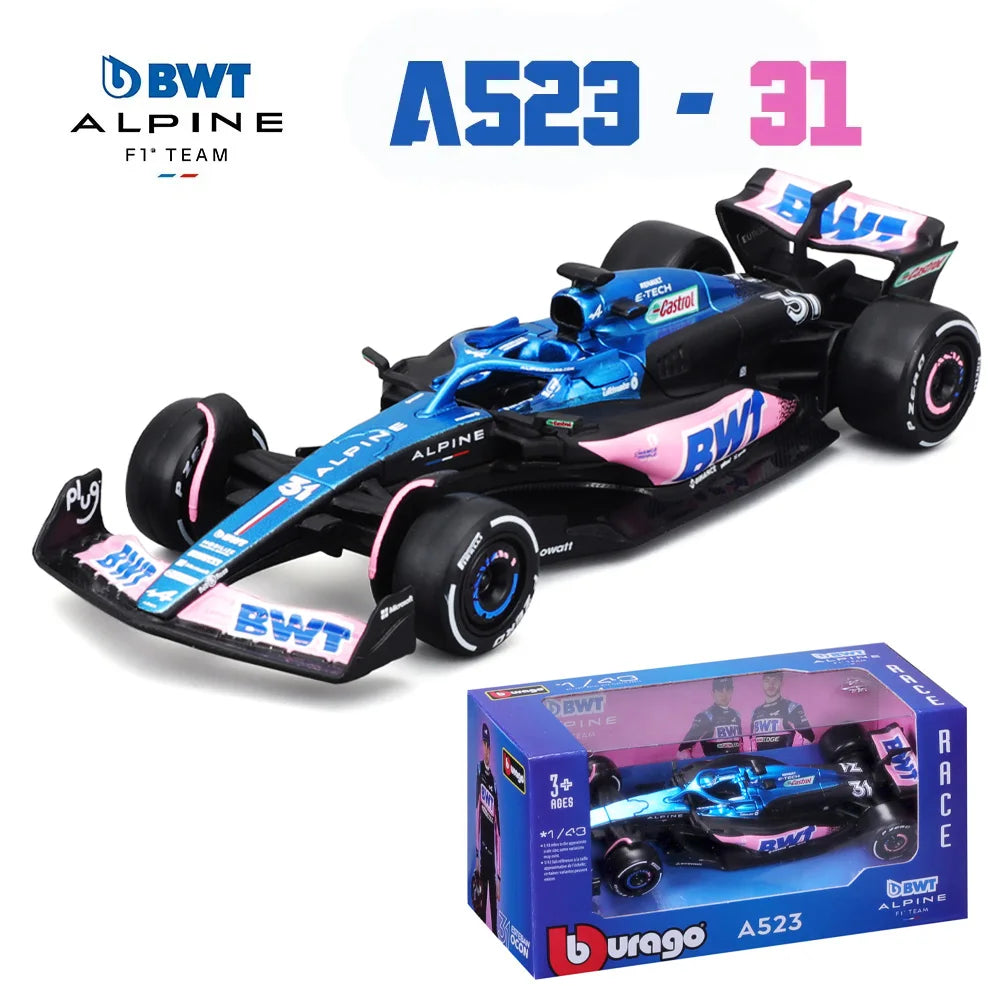 Bburago 1:43 Alpine F1 Team A523 2023 #10 Pierre Gasly #31 Esteban Ocon Alloy Car Die Cast Model Toy Collectible competition