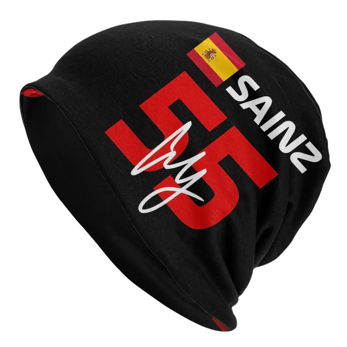 Carlos Sainz Jr F1 Signature Graphic - Dark Warm Knitted Cap Fashion Bonnet Hat Autumn Winter Beanies Hats for Unisex Adult