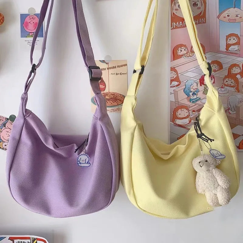 Bolsas de Ombro Femininas Sólidas Harajuku All-Match Simples Multifuncionais Bolsas de Mão Grande Capacidade Bolsas Crossbody Para Mulheres Adolescentes Bolsa