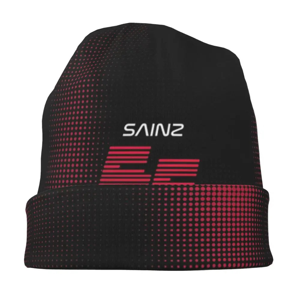 Carlos Sainz Jr F1 Signature Graphic - Dark Warm Knitted Cap Fashion Bonnet Hat Autumn Winter Beanies Hats for Unisex Adult