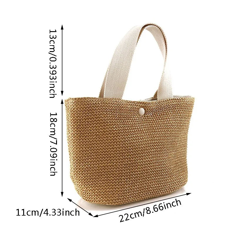 Bolso bandolera de paja para playa, estilo bohemio, de ratán tejido, hecho a mano, para mujer