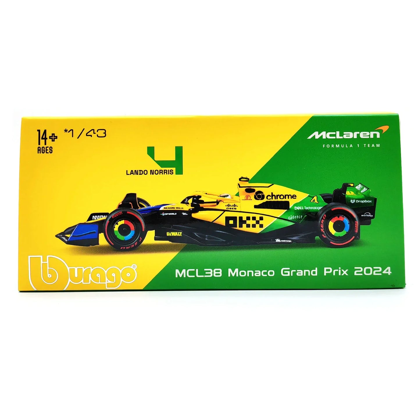 Bburago 1:43 2024 F1 SF24 W15 Mclaren MCL38 Monaco Grand Prix Alloy Car Diecast Model #4 Lando Norris #81 Oscar Piastri