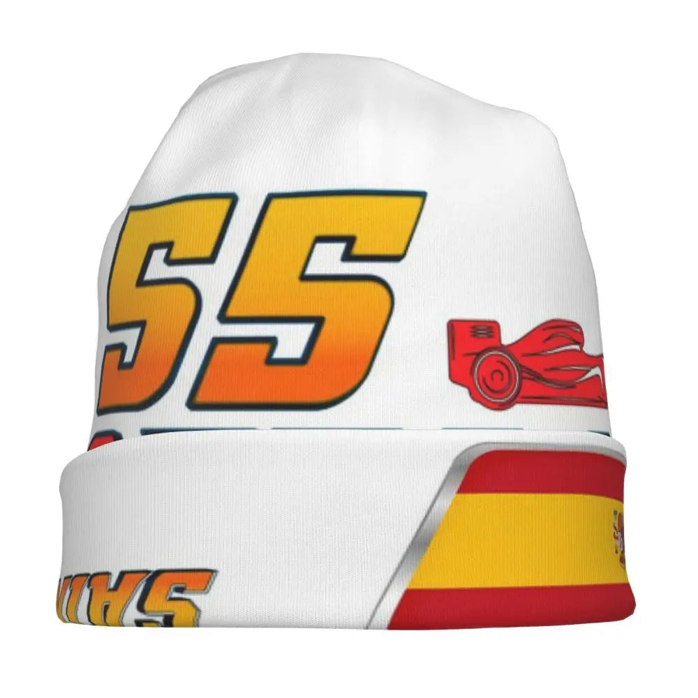 Carlos Sainz Jr F1 Signature Graphic - Dark Warm Knitted Cap Fashion Bonnet Hat Autumn Winter Beanies Hats for Unisex Adult