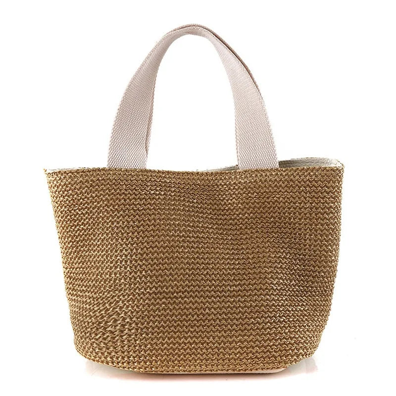 Bolso bandolera de paja para playa, estilo bohemio, de ratán tejido, hecho a mano, para mujer
