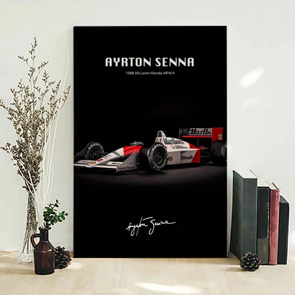 Ayrton Senna Poster Print MP4/8 Canvas Painting Monaco GP Car Wall Art Pictures For Living Room Home Decoration Frameless