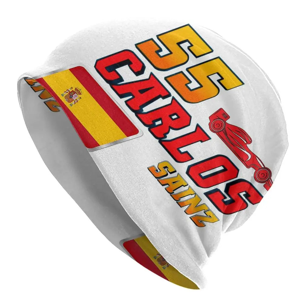 Carlos Sainz Jr F1 Signature Graphic - Dark Warm Knitted Cap Fashion Bonnet Hat Autumn Winter Beanies Hats for Unisex Adult