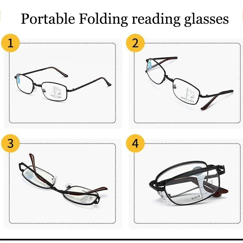 Gafas de lectura fotocromáticas progresivas plegables para hombre y mujer, antiluz azul, multifocales, para presbicia, con dioptrías de +1.0 a +4.0