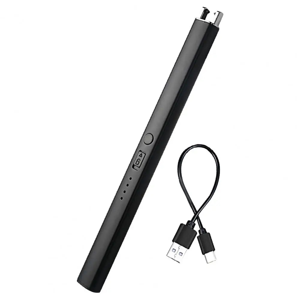 19.3cm Pulse Igniter USB Rechargeable Windproof Long Aluminum Alloy Camping Gas Stove Flameless Electric Igniter Kitchen Supply