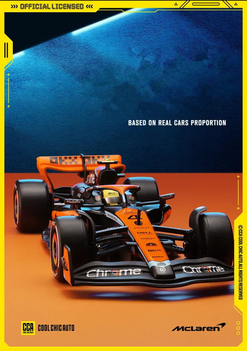 1:24 MCL60 2023 4# Lando Norris P2 British GP Mclaren F1 #81 Oscar Piastri Diecast Race SuperCar Model Competition Vehicles Toys