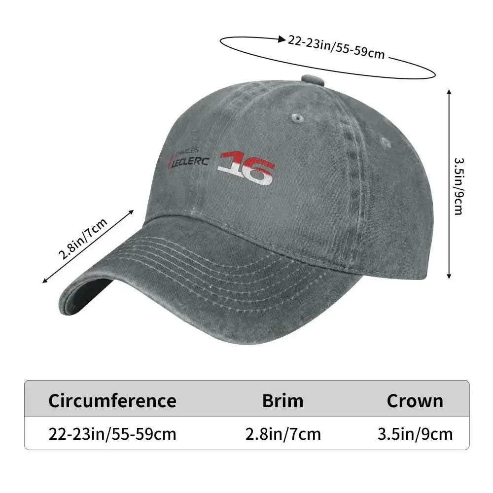 Charles Leclerc F1 Baseball Caps Fashion Denim Fabric Hats Outdoor Adjustable Casquette Hip Hop Baseball Cowboy Hat Men Women