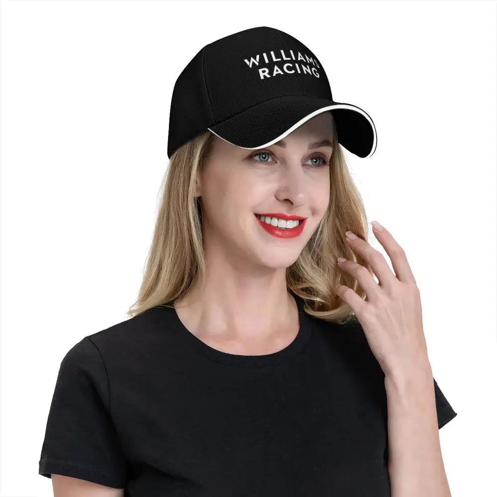 White Williams Racing Letters F1 Sport Baseball Caps For Womens Adult Female Beach Sunscreen Hats Snapback Cap