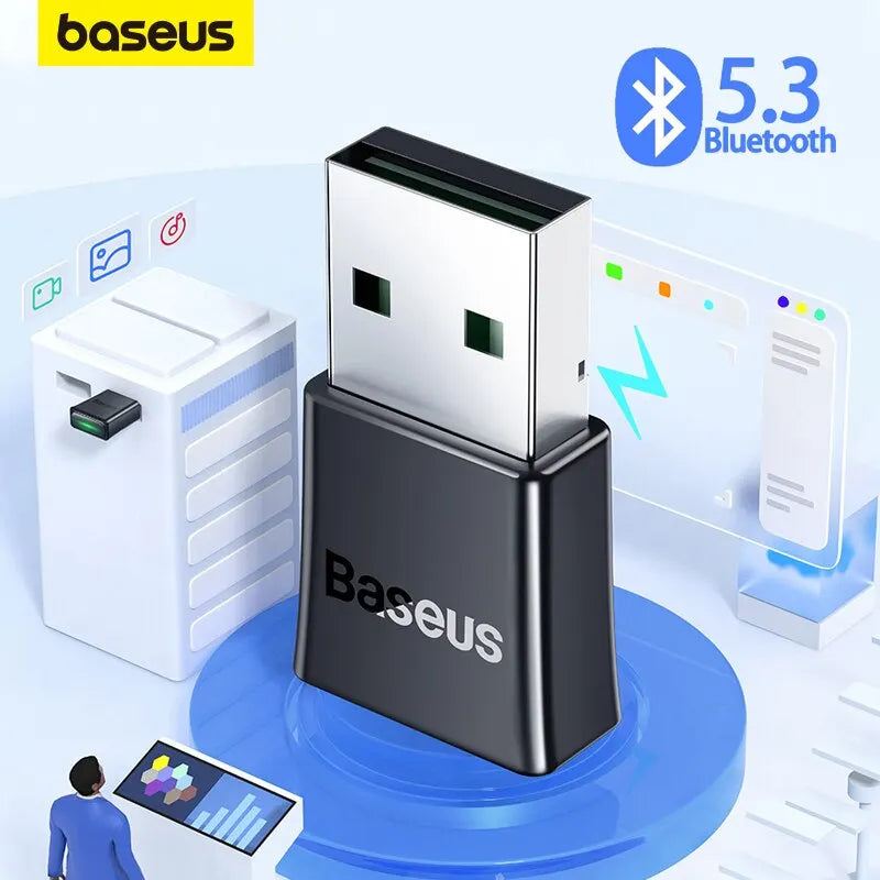 Adaptador USB Bluetooth 5.3 Baseus BA07 para PC, altavoz, ratón inalámbrico, teclado, música, receptor y transmisor de audio Bluetooth.