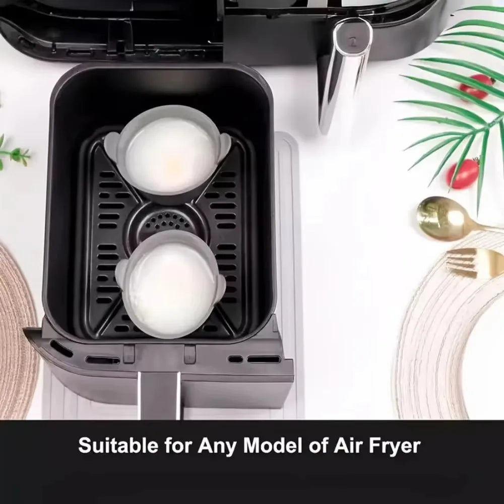 2/4Pcs Air Fryer Silicone Egg Poacher Cups Silicone Egg Cooker Mold Baking Custard Tart Pie Desserts Reusable Egg Poaching Maker