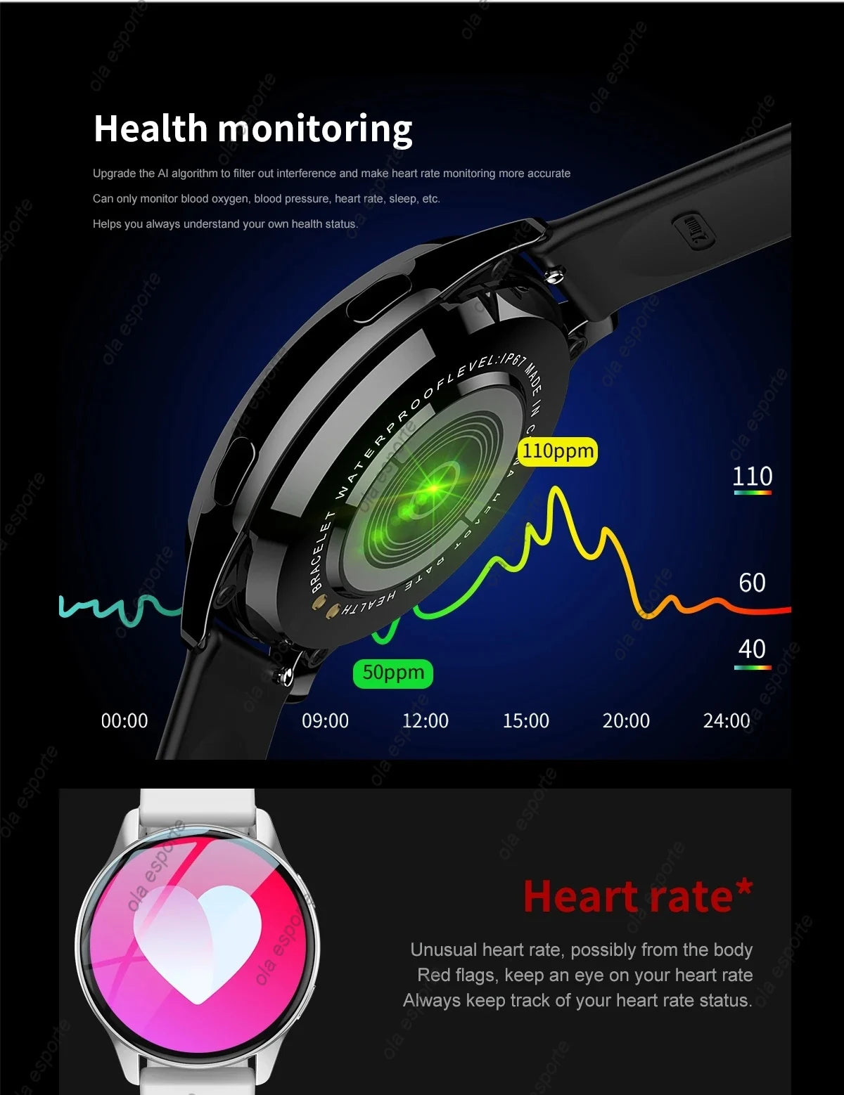 New Bluetooth Call Smart Watch 6 Heart Rate Custom Dials Sport Men Woman 2024 smart watch Health Monitor Smartwatch For Samsung