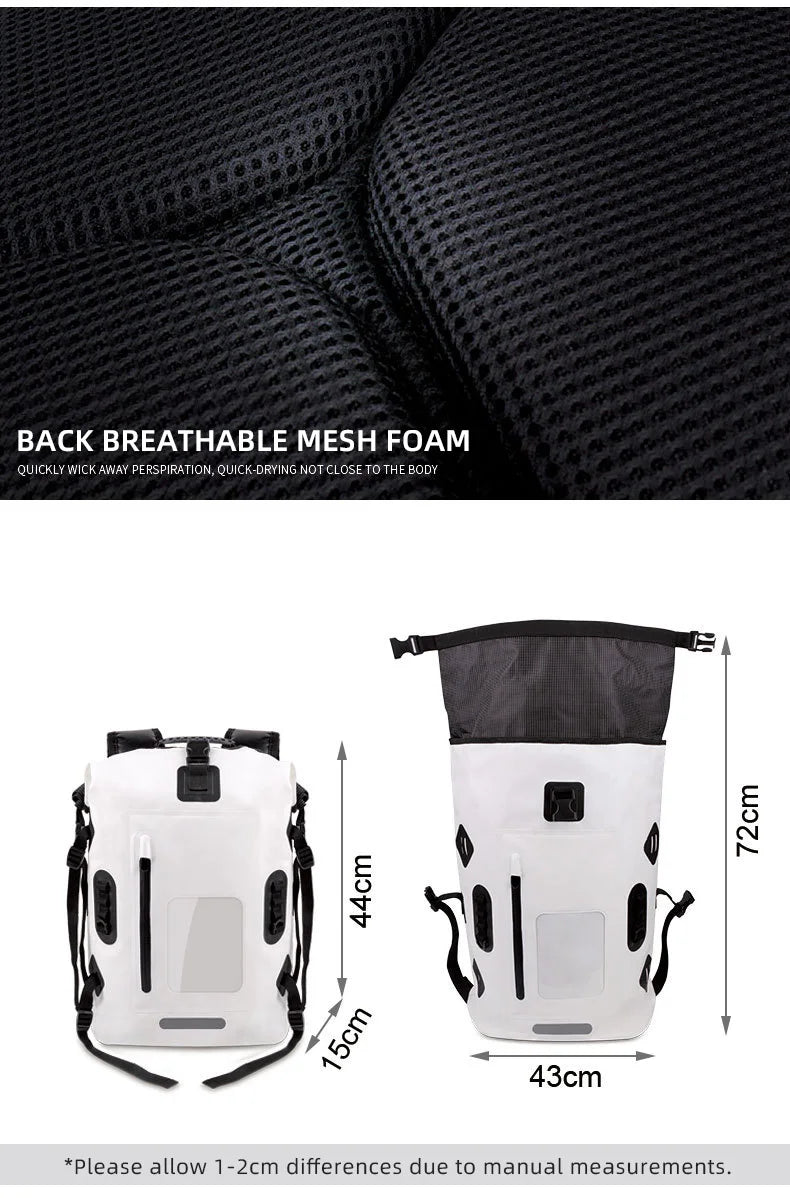 30L Waterproof Drift Bag Swimming Backpack Large River Trekking Shoulder Diving Wet Dry Rafting Canoeing Kayak PVC Camping Bag