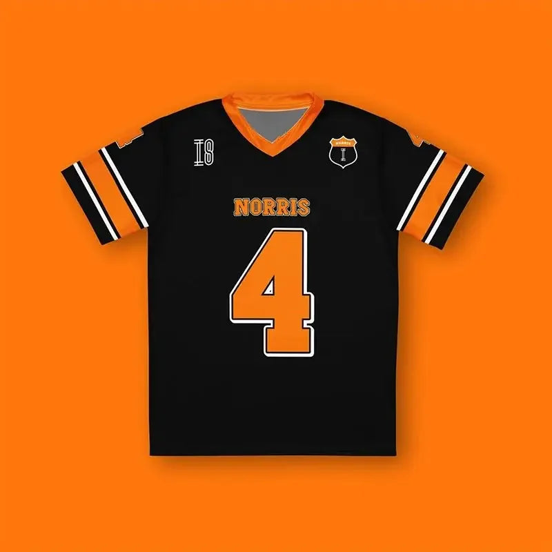 Men Women New Lando Norris Mclaren F1 Football Jersey Formula One Shirt V-Neck Breathable Quick Drying Short Sleeved T-Shirt