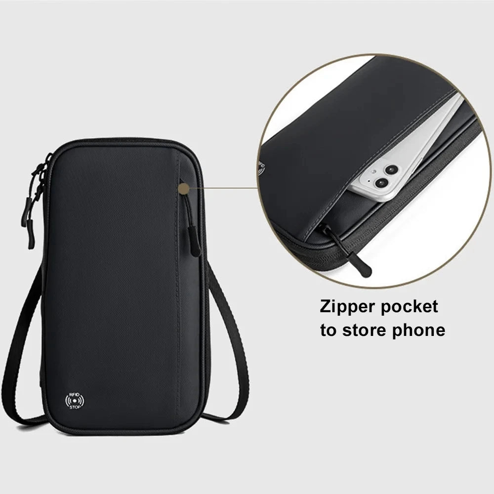 Funda para pasaporte de viaje, billetera con bloqueo RFID, porta pasaporte familiar, impermeable, bandolera de un solo hombro, bolso de mano