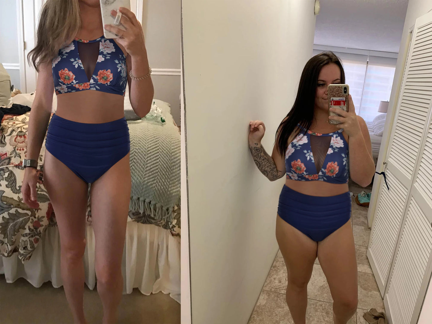 Print High-Waist Bikini Sets Swimsuit Women Sexy Lace Up Hollow Out Two Pieces Swimwear 2024 New Beach Bathing Suits Women